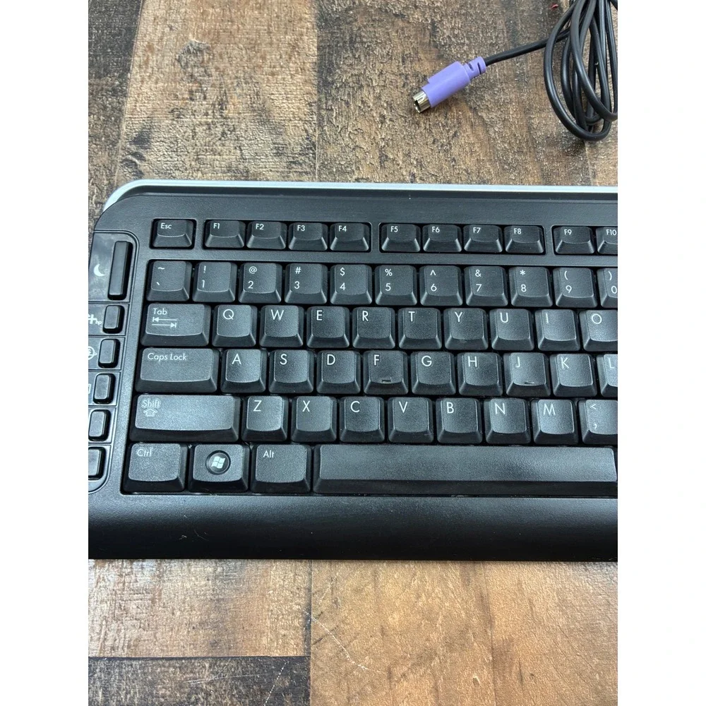 HP Multimedia Keyboard Wired PS/2 Black Silver KB-0601 5188-6077 Used